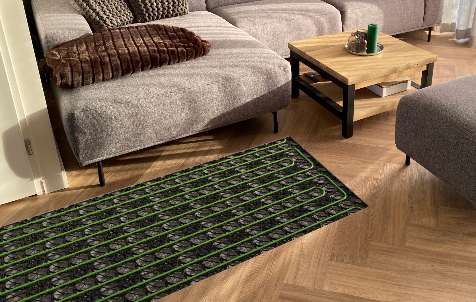 Vloerverwarming in woonkamer